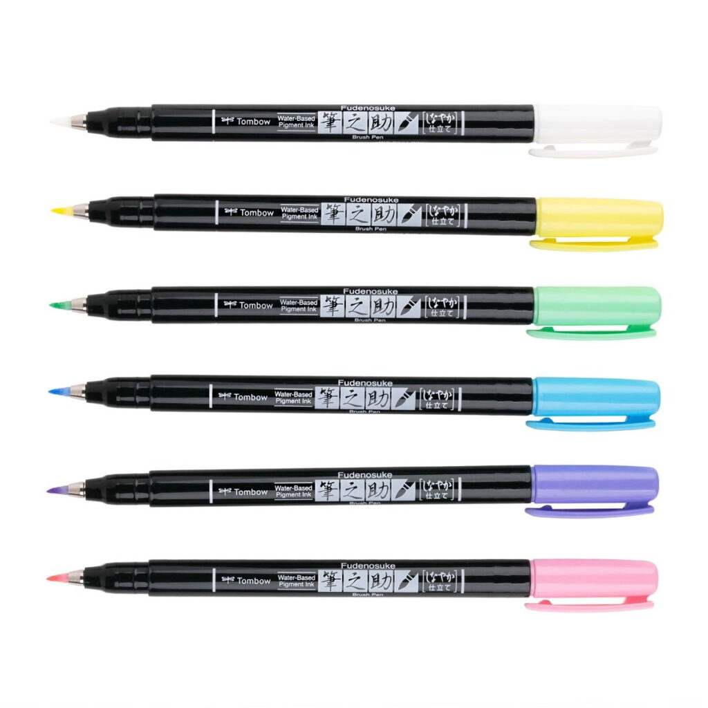 Tombow Fudenosuke Brush Pen Pastell – Pale Yellow, Für Schwarzes Papier, Mit Kreideoptik, Weiche Spitze
